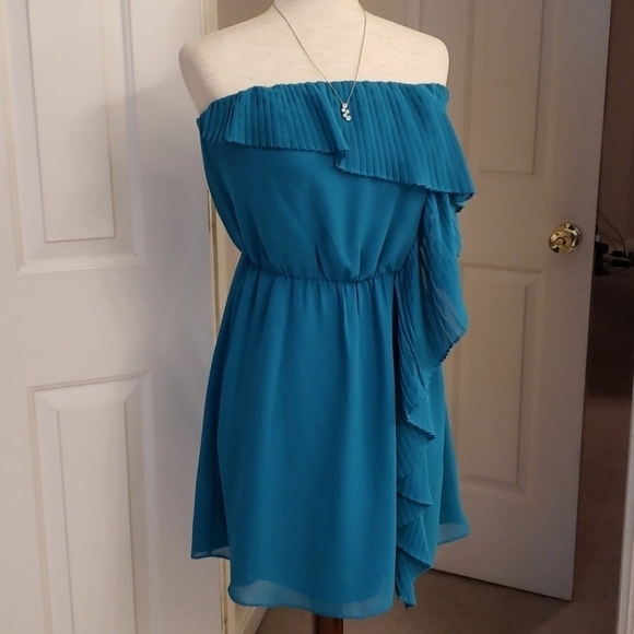Bcbgeneration teal ruffle strapless dress NWT - Picture 2 of 12